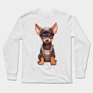 Farmer Doberman Pinscher Dog Long Sleeve T-Shirt